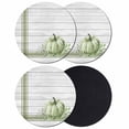 thumbnail image 1 of Sage Green Pumpkin Coasters Set of 4, Absorbent Coasters for Drinks, Thanksgiving Fall Leaf Retro Stripe Coaster for Desk Coffee Table Protection, Home Decor House Warming Gifts 4", 1 of 8