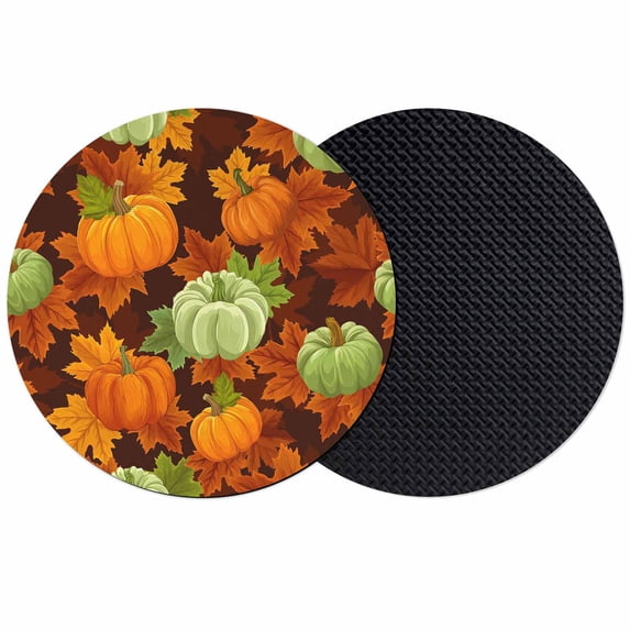 Sage Green Pumpkin Fall Coasters Set of 2, Absorbent Coasters for Drinks, Thanksgiving Maple Leaves Farmhouse Coaster for Desk Coffee Table Protection, Home Decor House Warming Gifts 4"