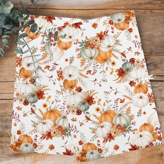 Sage Green Pumpkin Kitchen Towels Dish Towel Pack of 4 Fall Red Floral Orange White Pumpkin Rustic Soft Dish Cloth Set Absorbent Dishcloth for Drying Dishes, Hand Towels 18 x 28 Inches