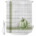 thumbnail image 1 of Sage Green Pumpkin Shower Curtain, Waterproof Shower Curtains for Bathroom, Thanksgiving Fall Leaf Retro Stripe Washable Fabric Bathtub Curtain Set Bath Decor with 12 Hooks Long 72"x84", 1 of 8