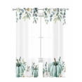 thumbnail image 1 of Sage Green Pumpkins Sheer Curtains 84 Inch Length 2 Panels Set for Living Room/Bedroom, Eucalyptus Leaves Watercolor Kitchen Curtains Grommet Semi-Sheer Curtains Drapes Window Treatments 52"x84"x2, 1 of 7