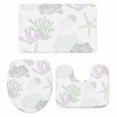 thumbnail image 1 of Sage Green Purple Coral Coastal Bath Mat 3 Piece Bathroom Rug Set, Nautical Starfish Beach Non Slip Bath Rug Contour Mat and Toilet Lid Cover, Absorbent Shower Mats Soft Bath Rugs and Mats Sets, 1 of 8