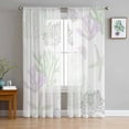 thumbnail image 1 of Sage Green Purple Coral Coastal Sheer Curtains 96 Inches Long 2 Panels Set, Window Sheer Curtains for Living Room/Bedroom, Nautical Starfish Beach Light Filtering Rod Pocket Curtain 52'' x 96'' x 2, 1 of 7