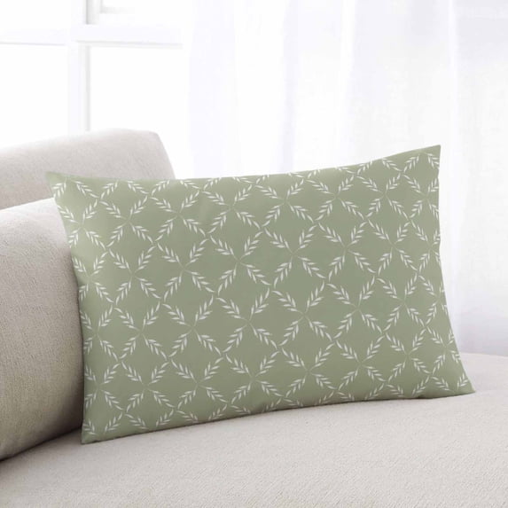 Sage Green Queen Size Pillow Cover, Pillowcase Protectors with Zipper, Breathable Decorative Throw Pillow Case Cover, Geometric Flower Leaf Diamond Plaid Retro Pillow Shams for Couch Sofa 20x30Inch
