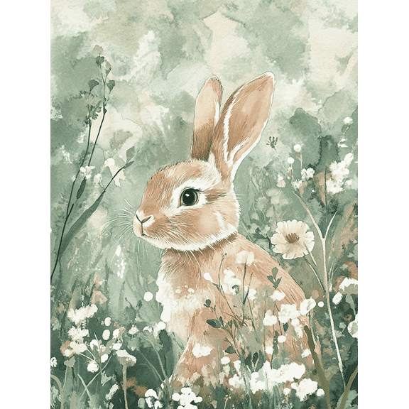 Sage Green Rabbit Canvas Wall Art Perfect for Living Room Bedroom Bathroom Nursery and Office Decor.