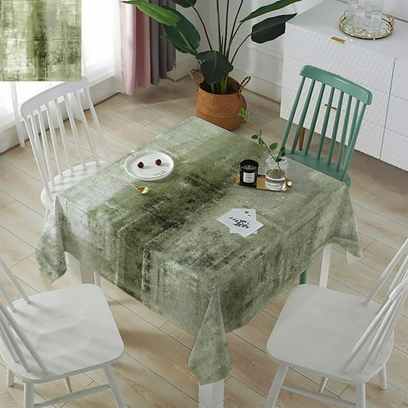 Sage Green Rectangle/Square/Round Waterproof Tablecloths 60x60 inch Modern Geometric Oil Painting Abstract Art Polyester Table Cloth Table Cover Tabletop for Wedding Party Dinner