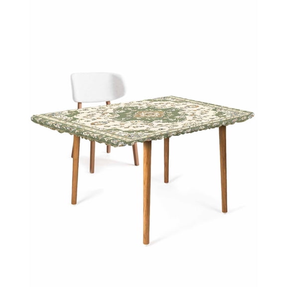 Sage Green Rectangle Tablecloth, Waterproof Elastic Fitted Table Covers for 4 Foot Tables, 24x50inch Decorative Tablecloths for Picnic, Camping, Outdoor, Southwest Tribal Antique Boho-Chic Farmhouse