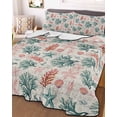 thumbnail image 1 of Sage Green Red Coral Twin XL Size Down Alternative Comforter, Lightweight Comforter Quilt Bedding Set with Pillow Shams Coastal Nautical Summer Beach All Seasons Bed Comforter Duvet Insert 68"x98", 1 of 7