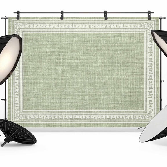 Sage Green Retro Greek Key Backdrop for Photography,Fabric Photo Background Backdrop,Geometric Greece Ancient Rustic Photo Booth Background for Portrait Photoshoot Video Wedding Studio Banner 10x8ft