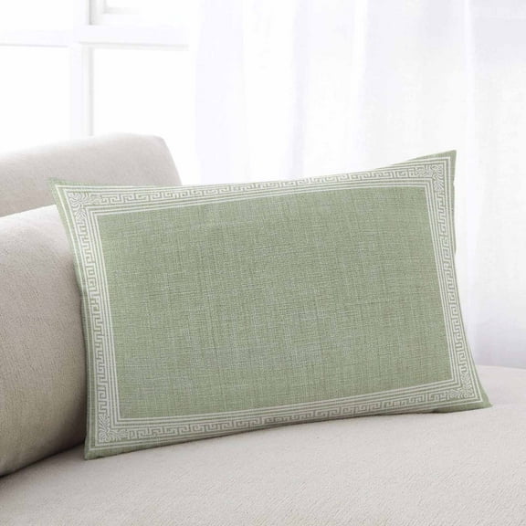 Sage Green Retro Greek Key King Size Pillow Cover,Pillowcase Protectors with Zipper,Decorative Throw Pillow Case Cover,Geometric Greece Ancient Rustic Pillow Shams for Couch Sofa 20x36Inch