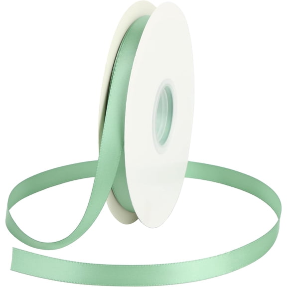 Sage Green Ribbon 1/2 Inch Thin Green Satin Ribbon for Gift Wrapping, Wedding, Floral Arrangement, Crafts, Bridal Shower, Invitation, Bouquet Wrap - 50Yards