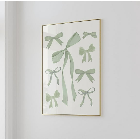 Sage Green Ribbon Print Bow Prints Wall Art Trendy Retro Poster Vintage Apartment Decor Printable Cute Print For Girls Room Wall Art, Modern Wall Decor, 8x12 UNFRAMED