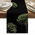 thumbnail image 1 of Sage Green Rose Table Runner - 60 Inch Long, Kitchen Dining Table Runner Dresser Scarves, Vintage Abstract Garden Flower Floral Black Farmhouse Decor for Coffee Tables Wedding Party Banquet, 1 of 8