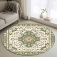thumbnail image 1 of Sage Green Round Area Rug 4 FT, Non Slip Indoor Outdoor Rug, Southwest Tribal Antique Boho-Chic Farmhouse Washable Soft Circular Carpet Non-Shedding Floor Mat for Coffee Table Nursery Foyer Balcony, 1 of 8