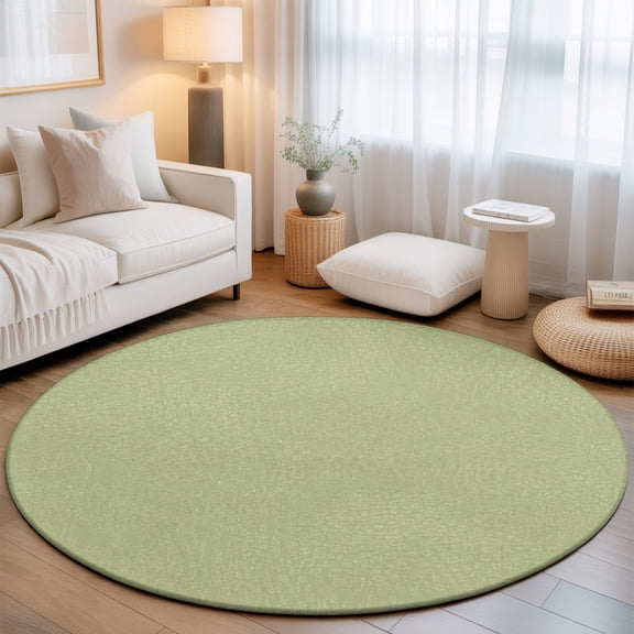 Sage Green Round Living Room Rugs 6 ft, Country Vintage Minimalist Classic Solid Color Washable Area Rug with Non-Slip Sturdy Edge Binding Round Carpet for Kitchen Office Bedroom