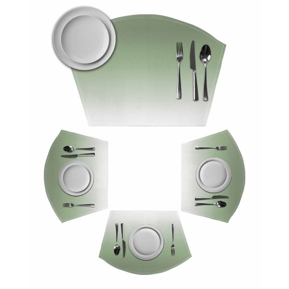 Sage Green Round Placemats Set of 2, Farmhouse Sage Green Ombre Placemats for Round Dining Table Shape Wedge Placemats for Outdoor Indoor Wipeable Clean Table Place Mats