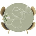 thumbnail image 1 of Sage Green Round Tablecloth 45-54 Inch Round Fitted Table Cloth with Elastic Edge, Minimalist Abstract Modern White Art Waterproof Table Cover Protector for Outdoor Picnic Party Dining, 1 of 6