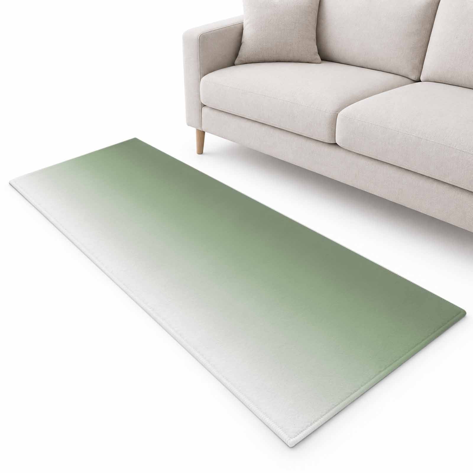 Sage Green Runner Rug 2.6'x10', and White Ombre Color Gradient Soft Mat ...