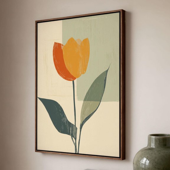 Sage Green Rust Wall Art Minimalist Botanical Flower Decor, Unframed Paper Print