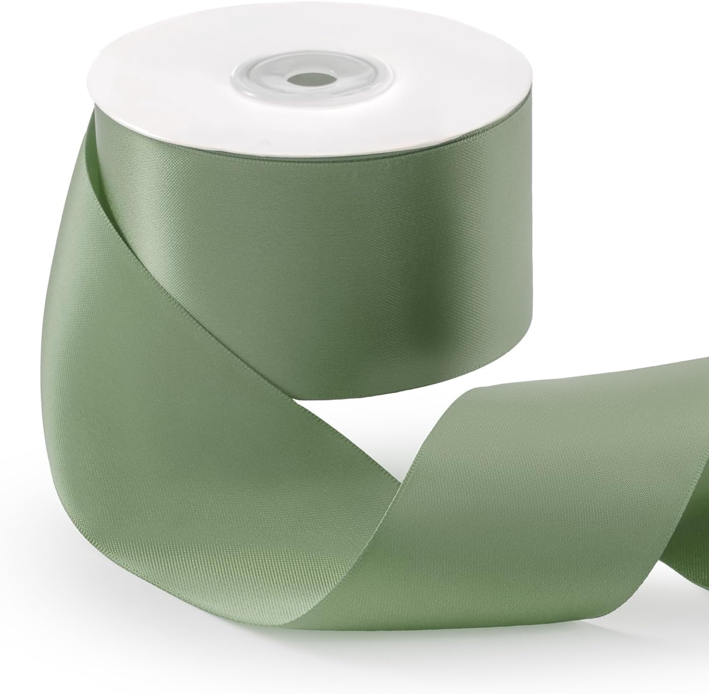 Sage Green Satin Ribbon 2 Inch x 25 Yards Double Faced Thick Sage Green Gift Ribbon for Gift Wrapping Bows Making Crafts Wedding Mother's Day Decor