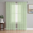 thumbnail image 1 of Sage Green Semi Sheer Curtains 63 Inch Length 2 Panels Set, Grid Checkered Plaid Gingham Lattice Trellis Sheer Kitchen Curtain Privacy Voile Window Curtain for Living Room Bedroom Rod Pocket Drapes, 1 of 7
