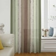 thumbnail image 1 of Sage Green Semi Sheer Curtains Drapes for Living Room, Bedroom, French Doors Window 84 Inches Long, Farmhouse Wood Grain Vintage Brown Striped Rod Pocket Chiffon Curtain Drapery Voile Drape Panel, 1 of 6