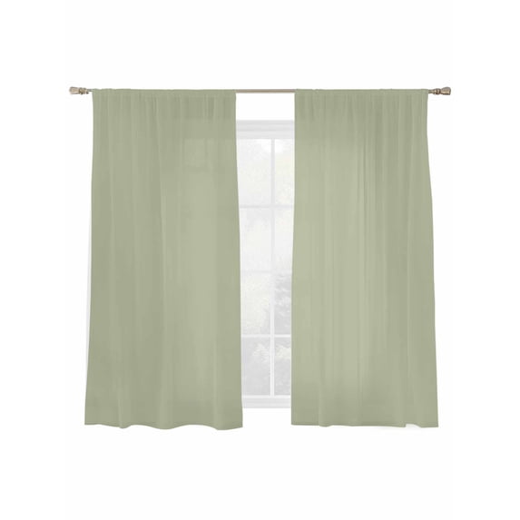 Sage Green Sheer Curtains 2 Panels Set Solid Color Sheer Window Curtains Light Filtering Rod Pocket Voile Drapes for Bedroom Living Room 52"X72"