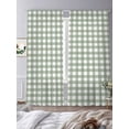 thumbnail image 1 of Sage Green Sheer Curtains 96 inches Long 2 Panels Set Buffalo Plaid Tiers Sheers Rod Pocket Small Window Short Curtains for Kitchen Cafe, Each 52" W x 96" L, 1 of 7