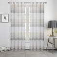 thumbnail image 1 of Sage Green Sheer Curtains, Room Decorative Splicing Stripe Voile Grommet Sheer Curtain Panels Yarn Dyed Boucle Linen Textured Semi Sheer Window Drapes for Bedroom, 2 Panels, 1 of 9