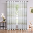 thumbnail image 1 of Sage Green Sheer Curtains, Room Decorative Splicing Stripe Voile Grommet Sheer Curtain Panels Yarn Dyed Boucle Linen Textured Semi Sheer Window Drapes for Bedroom, 2 Panels, 1 of 9