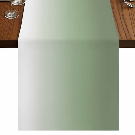 Sage Green Short Table Runner 36 Inches Long, Farmhouse Sage Green Ombre Cotton Linen Table Runners Dresser Scarves, Fabric Tabletop Scarf Furniture Cover for Home Dinner Party Decor 13"x36"