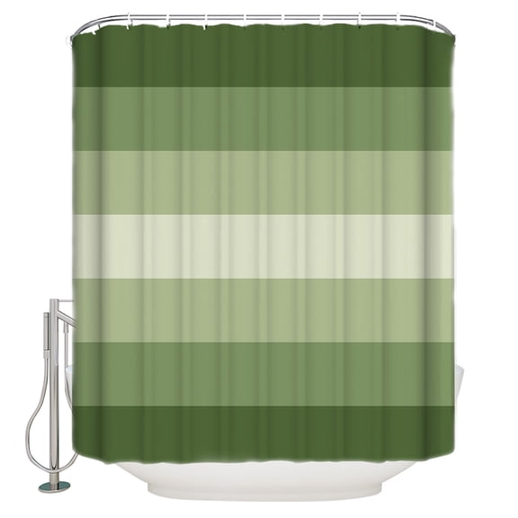 Sage Green Shower Curtain, 36" x 72", Ombre Stripe Waterproof Bathroom Curtain Washable Shower Curtain Set with 12 Hooks