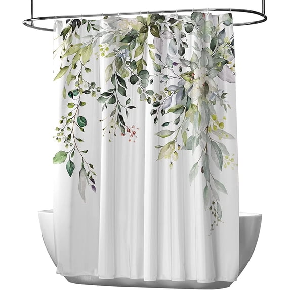 Sage Green Shower Curtain, Ombre Waffle Weave Fabric Shower Curtain with Hook, Green and White Gradient Fabric Bathroom Decor Shower Curtain Shower Set, Washable, 72"x72"
