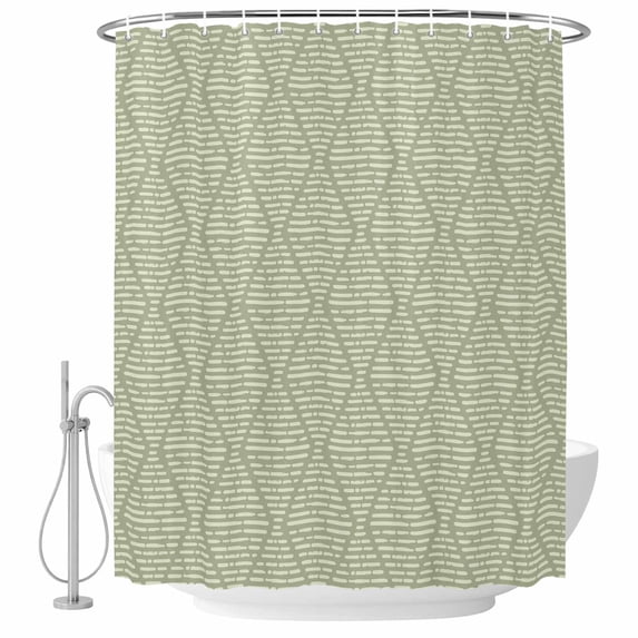 Sage Green Shower Curtain Set - 48" x 72" Washable Bathtub Curtain with 12 Hooks, Modern Abstract Art Farmhouse Waterproof Fabric Stall Shower Curtains for Bathroom/Bathtub Décor