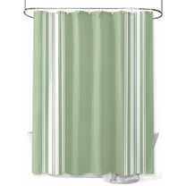 Sage Green Shower Curtain, White Striped Waterproof Shower Curtain Set with 12 Hooks Lightweight Washable Fabric Shower Curtains for Bathroom 36x72 Inches