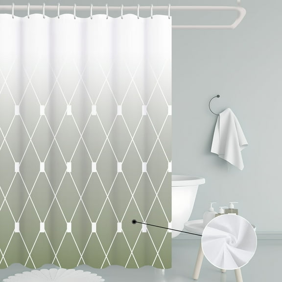 Sage Green Shower Curtains for Bathroom Ombre Modern Bath Decor Linen Textured Fabric Shower Curtain Set with Hooks Machine Washable 72 x 72 inch Long