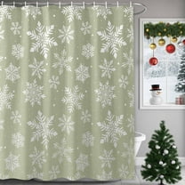 Sage Green Shower Curtains for Bathroom, and White Snowflake Winter Christmas Waterproof Fabric Shower Curtain for Bathroom Bathtub Decoration, Machine Washable, 36"x72"