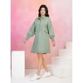 thumbnail image 1 of Sage Green Smock Cuff Button-Front Cotton Poplin Dress, 1 of 5