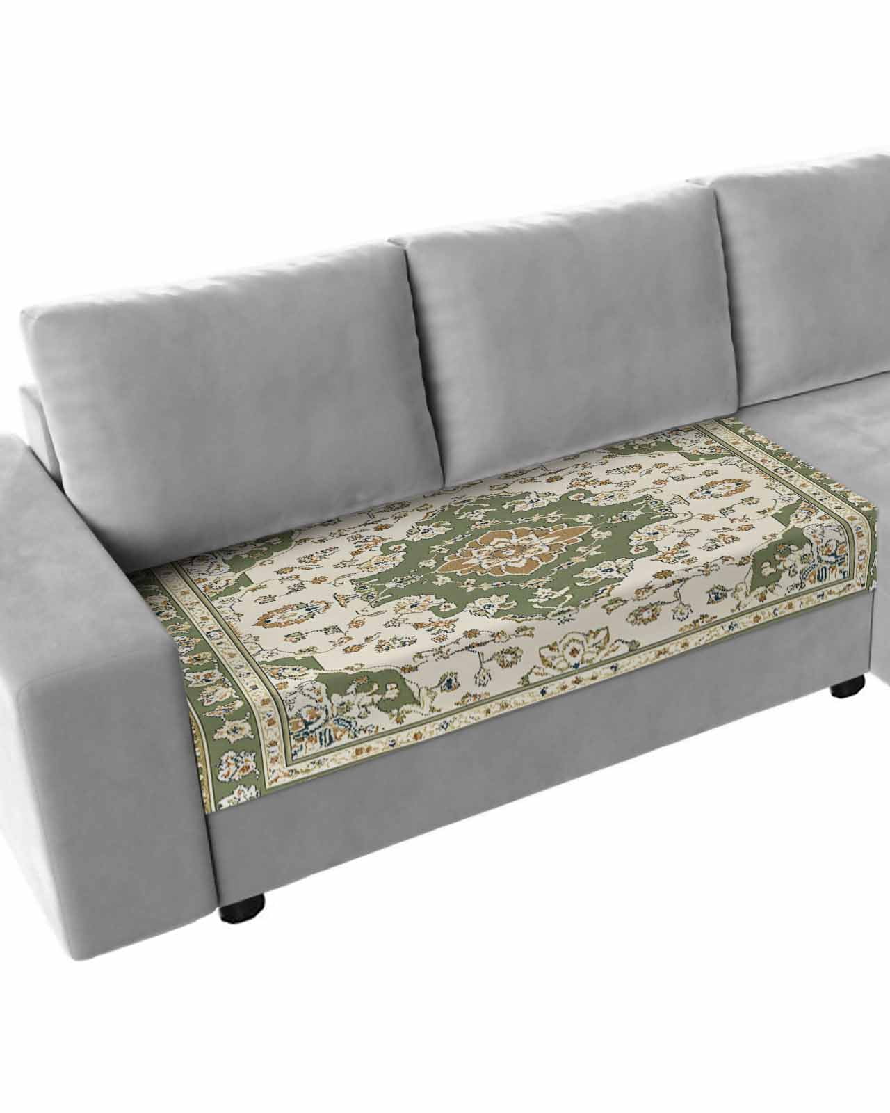 Sage Green Sofa Couch Cushion Covers Washable, Removable Stretchable Sectional Couch Covers, Southwest Tribal Antique Boho-Chic Farmhouse Slipcovers for L & T Shape Sofa Protector M Size 1 pc