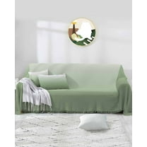 Sage Green Sofa Covers for 3 Cushion Couch,Washable Sectional & L Shape Couch Covers for Dog/Cat/Kid,Abstract Gradient Minimalist Ombre Modern Non Slip Sofa Slipcover Tassel Futon Cover 71x150