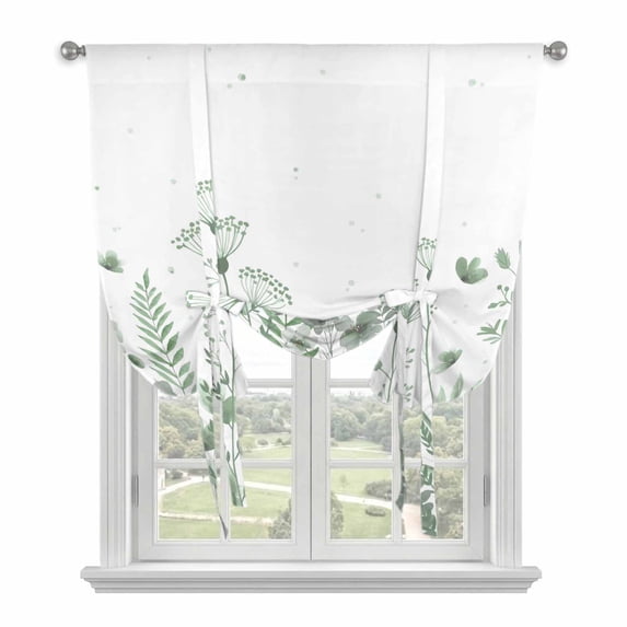Sage Green Spring Floral Balloon Curtains for Windows, Bedroom Curtains 54 Inch Length, Watercolor Elegant Pastoral Flowers Tie Up Curtains Panels Thermal Insulated Bathroom Curtains Window 42"x54"