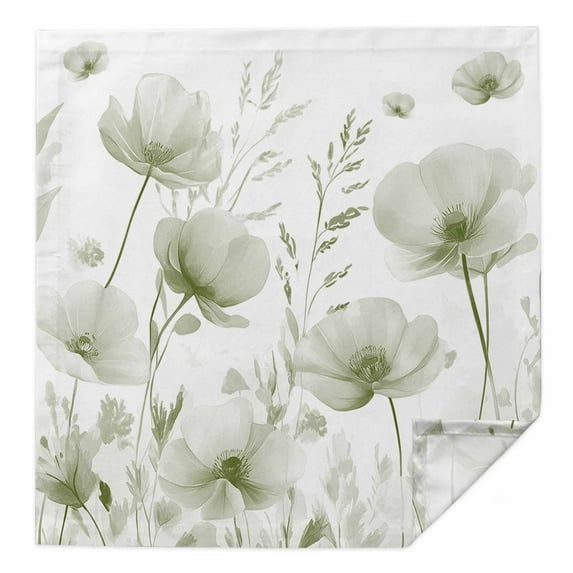 Sage Green Spring Floral Cloth Napkins Washable Set of 1,Summer Botanical Watercolor Vintage Reusable Dinner Table Napkins Cloth Bulk for Weddings Kitchen Restaurants Hotel Events Party 20 x 20 Inch