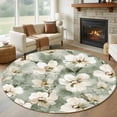 thumbnail image 1 of Sage Green Spring Floral Large Round Rug 8 FT, Non Slip Living Room Area Carpet, Summer Botanical Flowers Washable Soft Circle Rug Non-Shedding Floor Carpet for Bedroom Office Dining Room, 1 of 9