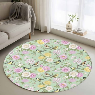 Purple Dinosaur Round Area Rug 4Ft Washable Circle Rugs for Bedroom ...