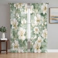 thumbnail image 1 of Sage Green Spring Floral Semi Sheer Curtains 84 Inch Length 2 Panels Set, Summer Botanical Farmhouse Sheer Kitchen Curtain Privacy Voile Window Curtain for Living Room Bedroom Rod Pocket Drapes, 1 of 7