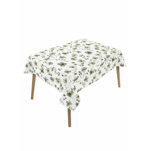 Sage Green Spring Floral Table Cloth, Summer Botanical Elegant Waterproof Tablecloth for Rectangle Tables, Reusable Washable Fabric Table Cover for Restaurant Kitchen Dining Tables 60"x102"