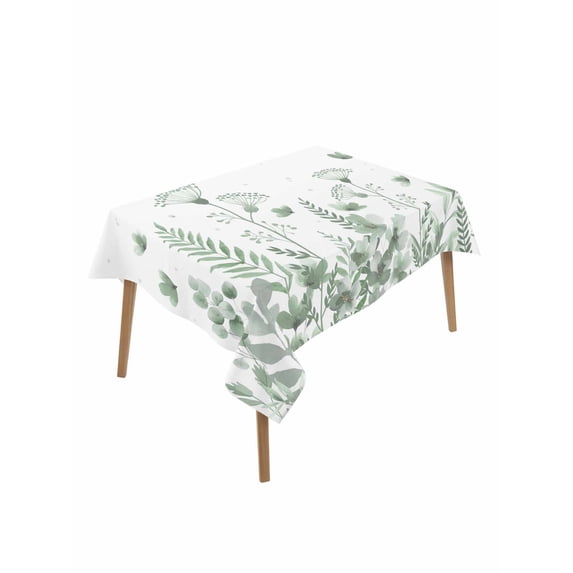 Sage Green Spring Floral Table Cloth, Waterproof Tablecloth for Rectangle Tables, Watercolor Elegant Pastoral Flowers Reusable Washable Fabric Table Cover for Restaurant Kitchen Dining Tables 60"x84"