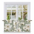 thumbnail image 1 of Sage Green Spring Floral Tier Curtains, Summer Botanical Flower Light Filtering Kitchen Curtains, 2Pcs Rod Pocket Half Window Treatments Panels for Sink Cafe Cabinet Camper 27.5x24 Inches, 1 of 9