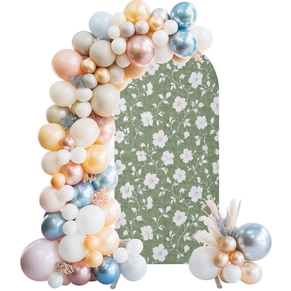 Sage Green Spring Floral Wedding Arch Cover,Stretchy Spandex Arch ...