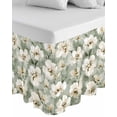 thumbnail image 1 of Sage Green Spring Floral Wrap Around Bed Skirts for King Bed 16" Drop, Bed Skirt with Adjustable Elastic Belt Dust Ruffle Bed Valance for Bedroom Hotel Luxury Summer Botanical Flowers Bed Frame Cover, 1 of 7